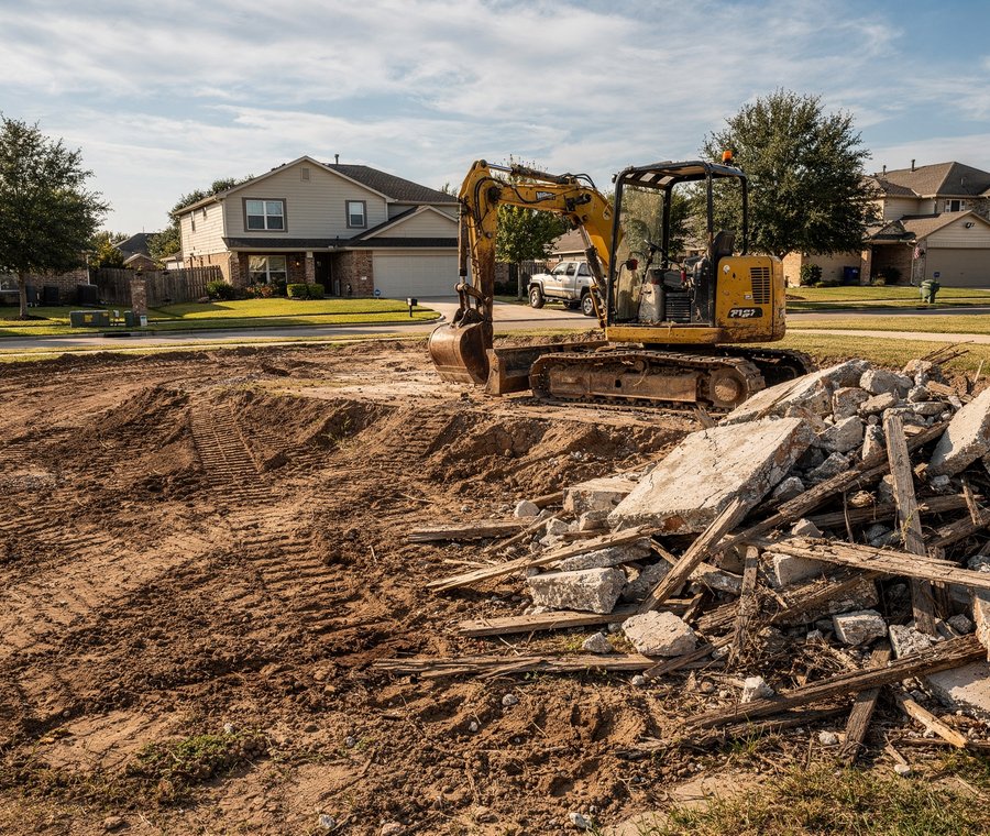 Demolition site cleared and graded by Houston Demolition in Houston, TX